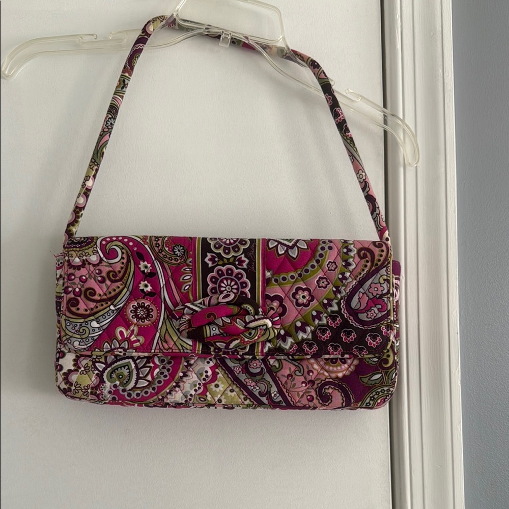 Vera Bradley Pink and Green Paisley Shoulder Bag